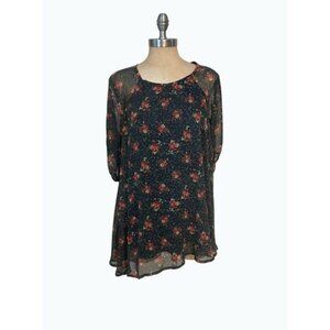Women's Audrey 3+1 Rose Pattern Tunic Top Small